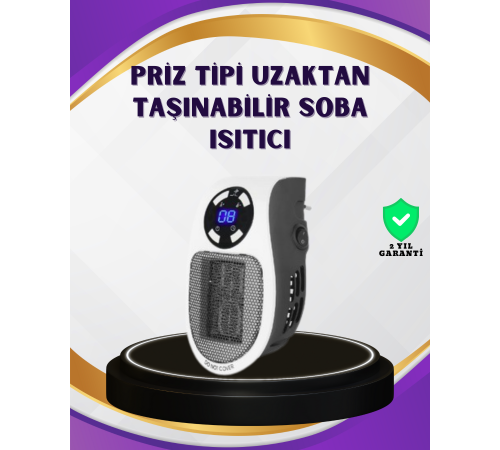 Taşınabilir Priz Isıtıcı Dijital Termostatlı Seramik Isıtıcı