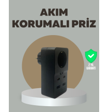 Akıllı Akım Dengelemeli Priz 2500W 4 USB Type C Çıkışlı