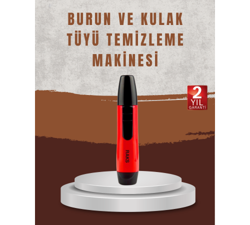 Raks Leo Burun Kulak Tüy Alma Makinesi 45 dk Şarj Süreli Kırmızı