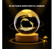 LED Işıklı Yunus Küre Ahşap Standlı Modern Dekoratif Aksesuar