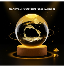 LED Işıklı Yunus Küre Ahşap Standlı Modern Dekoratif Aksesuar