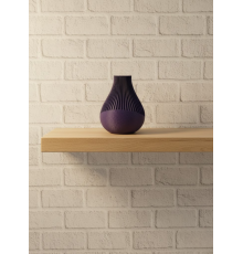 11 cm Mor Minimal Çizgili Vazo Masa Üstü Şık Dekor Objesi