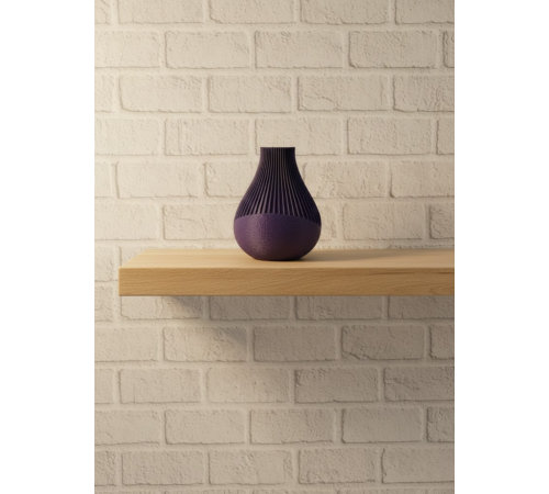 11 cm Mor Minimal Çizgili Vazo Masa Üstü Şık Dekor Objesi