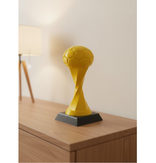 Futbol Toplu Sarı Kupa 21cm Masaüstü Dekor Ödül Figürü