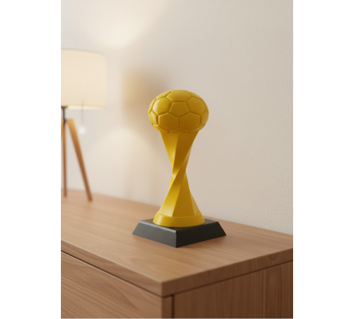Futbol Toplu Sarı Kupa 21cm Masaüstü Dekor Ödül Figürü