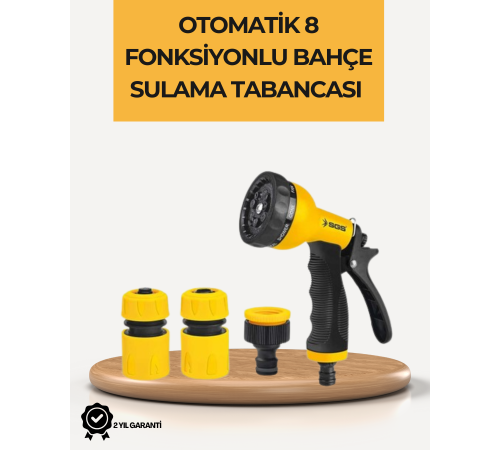 8 Modlu Bahçe Sulama Tabancası Seti Bitki Çiçek Araç Temizleme