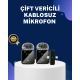 2in1 Kablosuz Yaka Mikrofonu iOS ve Android Uyumlu