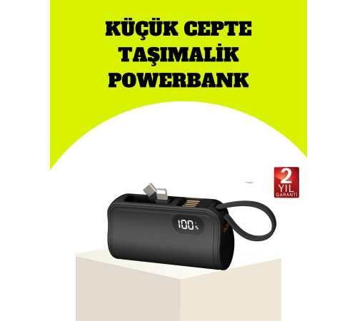 Dahili Type-C Konektörlü Mini 2000mAh Powerbank