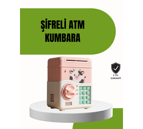 ATM Tasarımlı Pembe Işıklı Sesli Çocuk Kumbarası