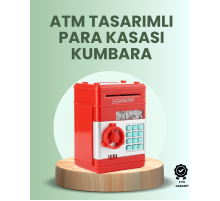 Kırmızı ATM Kasa Tipi Para Biriktirme Kumbarası