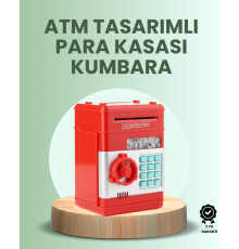Kırmızı ATM Kasa Tipi Para Biriktirme Kumbarası