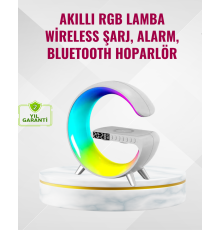 Akıllı Uyku Lambası Gündoğumu Alarmı Kablosuz Şarj ve Müzik Çalar