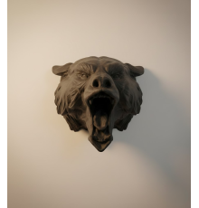 Ayı Tasarım Siyah 3D Duvar Heykeli