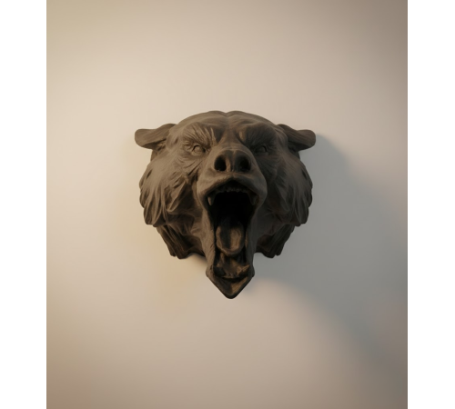 Ayı Tasarım Siyah 3D Duvar Heykeli