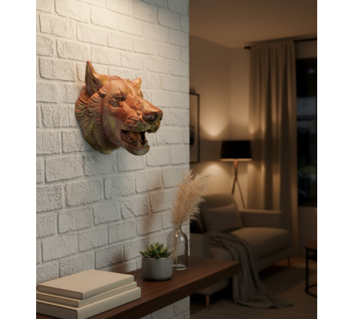 Gold Kurt Duvar Aksesuarı Asılabilir 3D Dekoratif Heykel 25x19 cm