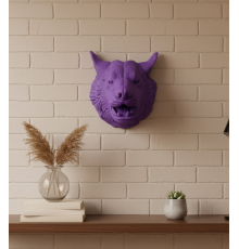 Özel Seri Mor Kurt Duvar Süsü Hediyelik Dekoratif Asılabilir Heykel
