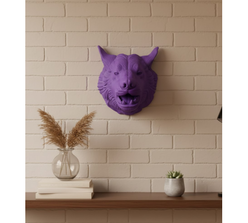 Özel Seri Mor Kurt Duvar Süsü Hediyelik Dekoratif Asılabilir Heykel