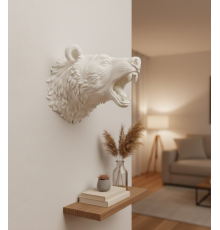 Özel Tasarım Beyaz Ayı Duvar Aksesuarı 3D Dekoratif Heykel 25x19 cm