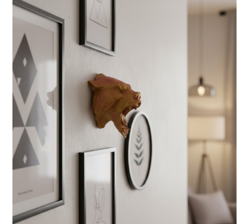 Gold Red Jaguar Başı Duvar Aksesuarı Asılabilir Dekoratif 20x16 cm