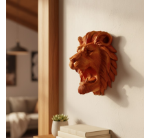 Gold Red Aslan Başı Duvar Aksesuarı