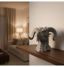 3D Ejderha Başı Heykeli Koleksiyonluk Dekoratif Figür 22x17 cm