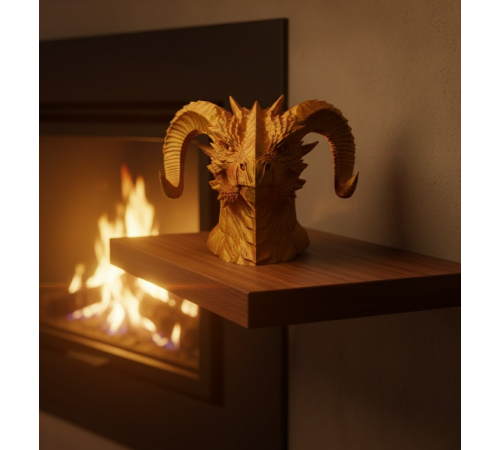 Asil Tasarım Gold–Red Ejderha Heykeli Hediyelik Fantastik Dekor