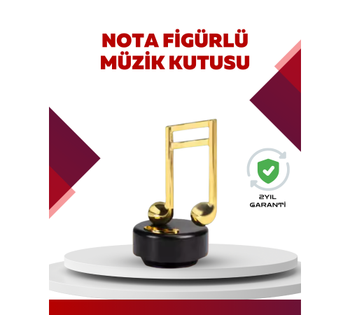 Altın Nota Temalı Müzik Kutusu  Müzikli Hediyelik