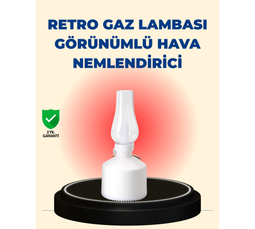 Kablosuz Retro Buhar Makinesi Gaz Lambası Tasarım Ledli Difüzör