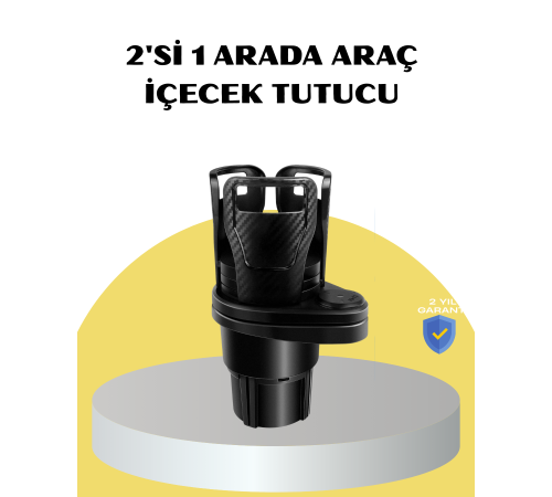 Araç İkili Bardak Tutucu Ayarlanabilir Genişlik 360° Döner Sistem