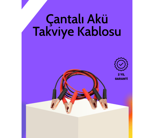 Akü Takviye Kablosu 1200A İzoleli Büyük Maşalı 2m Dayanıklı
