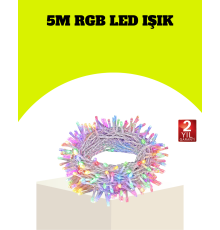 Enerji Tasarruflu Şeffaf Kablo 5 m 50 LED Dekor Işık