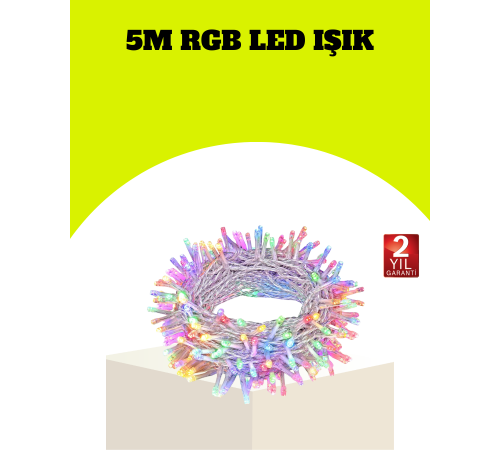 Enerji Tasarruflu Şeffaf Kablo 5 m 50 LED Dekor Işık