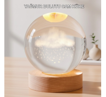 USB Bağlantılı 3D Kristal Yağmur Bulutu Lamba Ahşap Tabanlı Dekoratif Aydınlatma