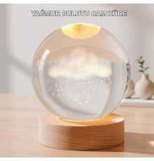 USB Bağlantılı 3D Kristal Yağmur Bulutu Lamba Ahşap Tabanlı Dekoratif Aydınlatma