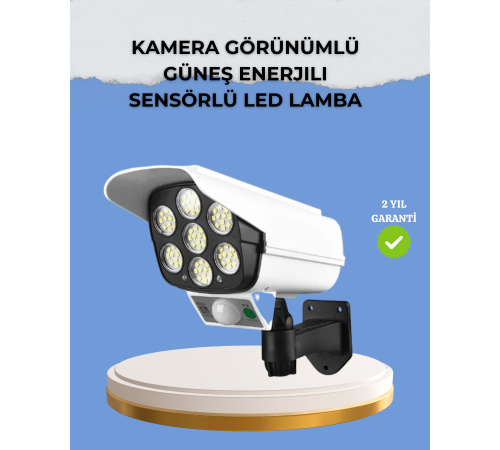 Kamera Görünümlü Solar LED Lamba Hareket Sensörlü Uzaktan Kumandalı Bahçe Duvar Aydınlatması