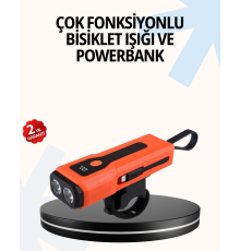 Powerbank Özellikli Bisiklet Işığı Dijital Göstergeli Led
