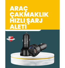 55W Hızlı Şarj Araç Çakmaklık Adaptörü QC 3.0 PD