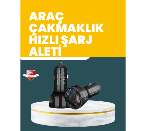 55W Hızlı Şarj Araç Çakmaklık Adaptörü QC 3.0 PD