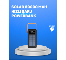 80000 mAh Yüksek Kapasiteli Powerbank Göstergeli Solar Şarj Cihazı