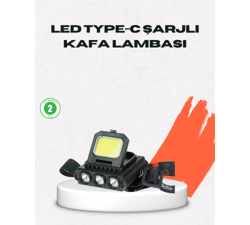 USB Şarjlı Kafa Feneri 800 Lumen Ayarlanabilir COB ve XPE LED