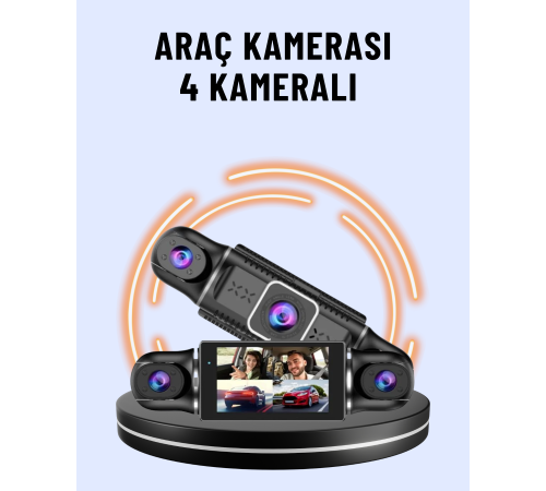 170° Geniş Açı 4 Kameralı Araç Kamerası Hareket Algılamalı