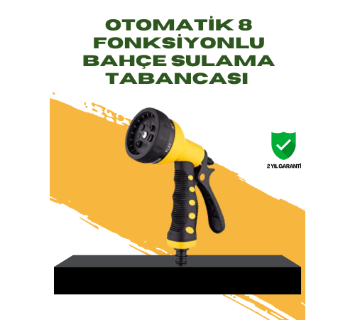 Bahçe Sulama Tabancası Hortum Ucu 8 Fonksiyonlu Ayarlanabilir