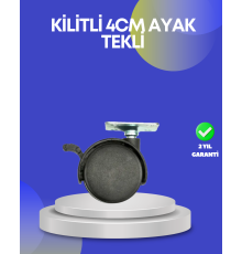 Dolap ve Raflar İçin 4 cm Kilitli Tekerlek Tekli
