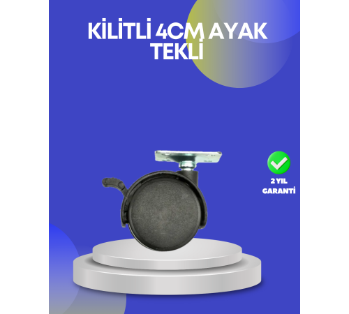Dolap ve Raflar İçin 4 cm Kilitli Tekerlek Tekli