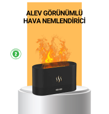 Modern Tasarımlı Alev Efektli LED Aromaterapi Hava Nemlendirici