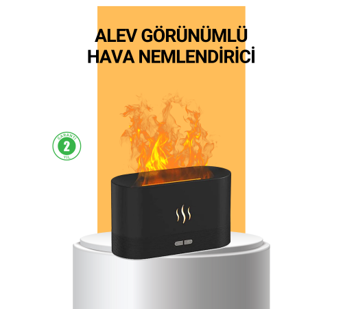 Modern Tasarımlı Alev Efektli LED Aromaterapi Hava Nemlendirici