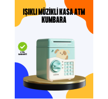 Çocuklar İçin Su Yeşili ATM Kasa Tasarımlı Şifreli Kumbara