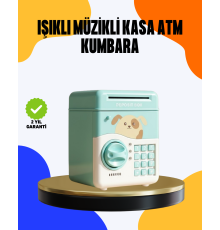 Çocuklar İçin Su Yeşili ATM Kasa Tasarımlı Şifreli Kumbara