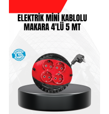 Ev ve Ofis İçin 5 Metre Kablolu 4 Priz Makarası