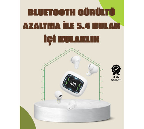Bluetooth 5.4 Teknolojili Kablosuz Kulaklık LED Göstergeli